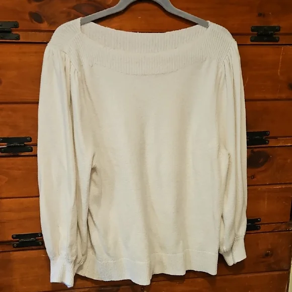 LOFT Boat Neck White Sweater - Picture 1 of 4